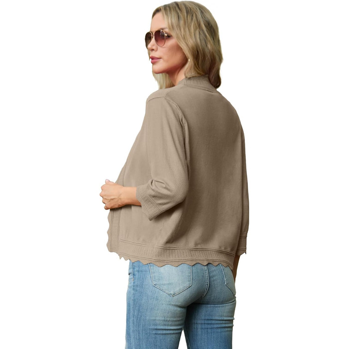 Жакет жіночий літній в'язаний з рюшами, Cardigan Greceree, khaki, розмір M