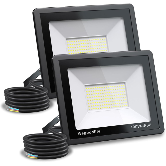 2 Pack 100W LED Flood Lights Outdoor, Super Bright 8140LM Wall Light, 3000K Warm White Outdoor Spotlights, IP66 Waterproof Floodlights, Spotlights for Backyard Driveway Doors Garage Path Garden