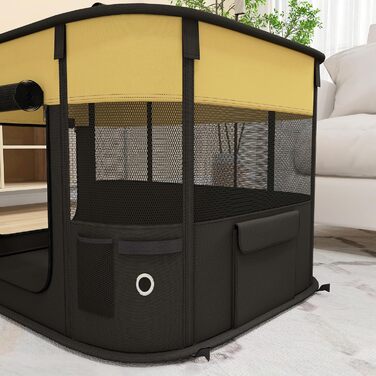 Клітка для собак PawHut, 94 x 74 x 60 см, розмір M, жовта, складана, з сумкою для зберігання