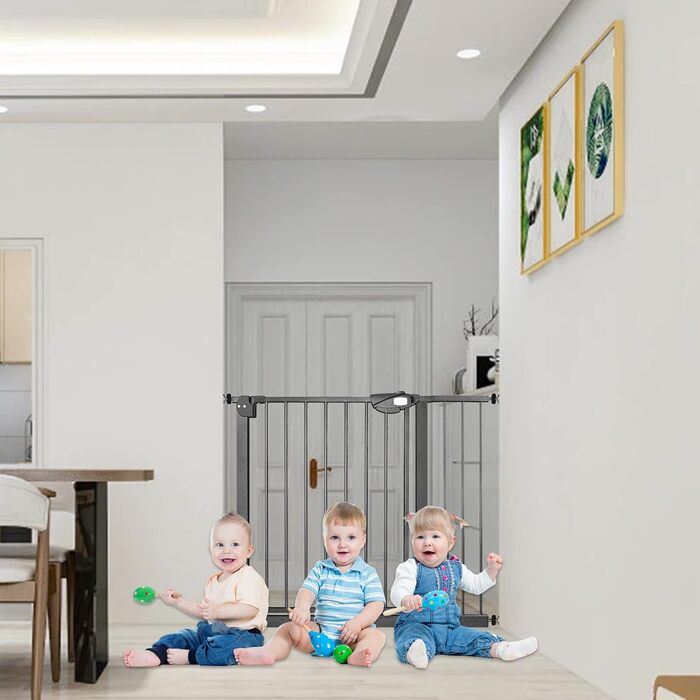 Захисне ворота для сходів без свердління, 75-85 см, автоматичне закриття, безпечне дитяче ворота для дверей, 180° відкривання, білий колір (чорний, 105-115 см)