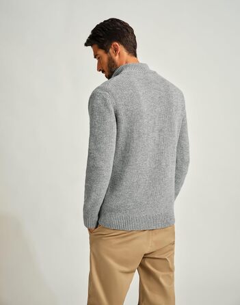 Чоловіча в'язана куртка-трікжак PJ PAUL JONE з коміром-стійкою та блискавкою, світло-сіра (L)