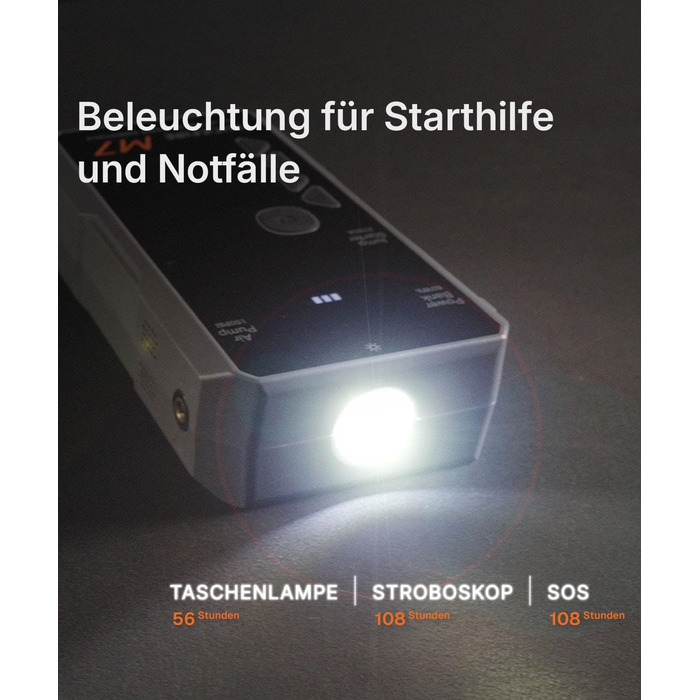 Powerbank для авто Smart Starthilfe з компресором, 12V, 60Wh - Запуск двигуна та підкачка шин, до 8.5л бензину/6.5л дизелю