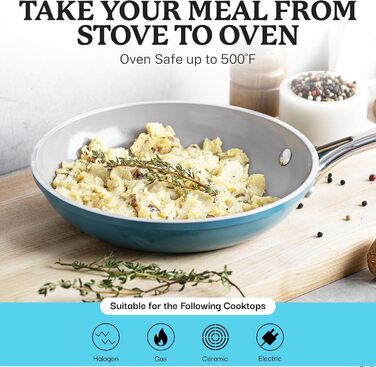 Набір посуду GOTHAM STEEL 12 предметів: каструлі та сковорідки з антипригарним покриттям, кераміка, блакитний, PFOA-free