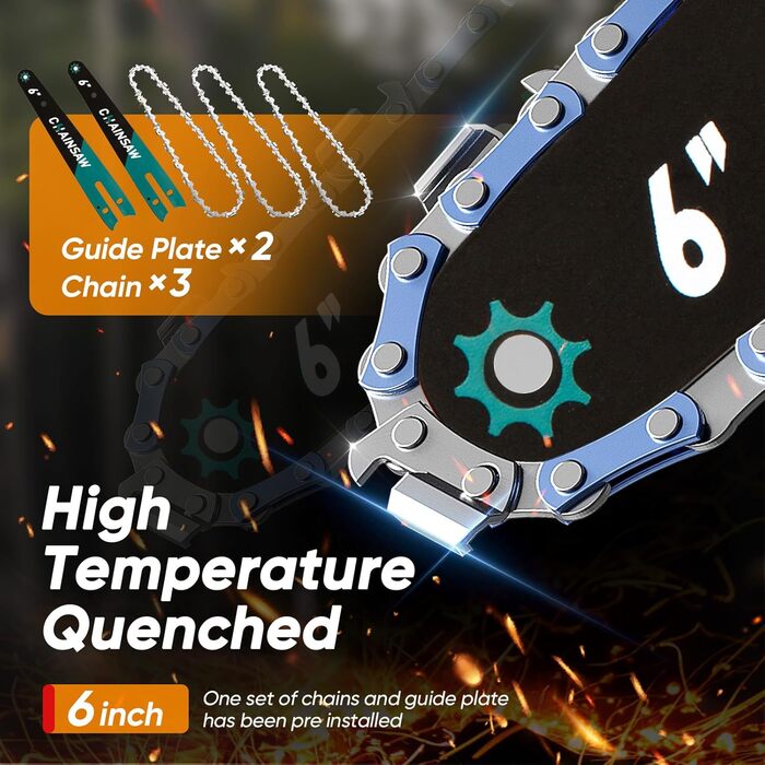 Акумуляторна міні-пила 6 дюймів з безщітковим мотором 1000W, 4000mAh акумулятор, сумісна з Makita 18V, з автополивою, для різання гілок та дерева