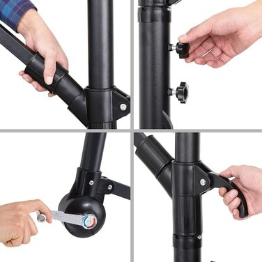 Kingsleeve® Canopy Umbrella LED Lighting UV Protection 80+ Solar Stand Protective Cover 300cm Large Crank Balcony Terrace Garden Umbrella Parasol Anthracite
