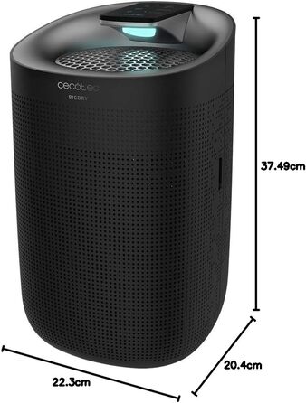 Зволожувач повітря Cecotec BigDry 3000 Pure Light Black: 45 Вт, 750 мл/день, очищувач повітря з потрійним фільтром, 25 м², сенсорне управління