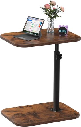 Стіл для ноутбука в ліжко, комп'ютерний стіл, Lapdesk, складний Betttisch, регульований кут 360°, знімний, портативний, для книг (40 x 30 x 80 см, C-подібний, горіла дерев'яна поверхня)