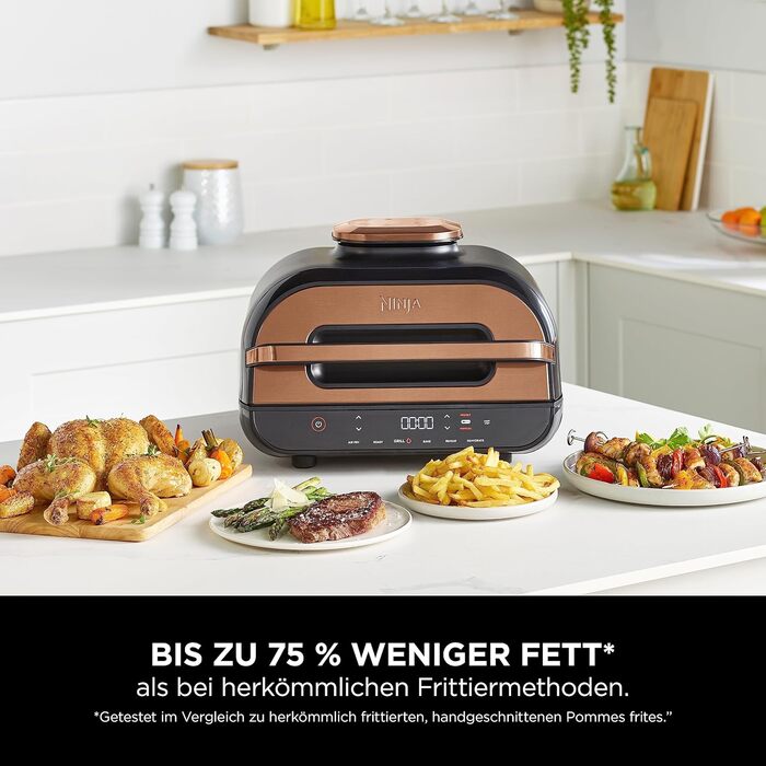 Ninja Foodi MAX Grill & Air Fryer, 3.8L Air Fryer with Digital Temperature Probe, Dishwasher-Safe Parts, Amazon Exclusive, 6-in-1, Copper/Black, AG551EUCP MAX PRO Grill & Air Fryer 3.8L Copper/Black