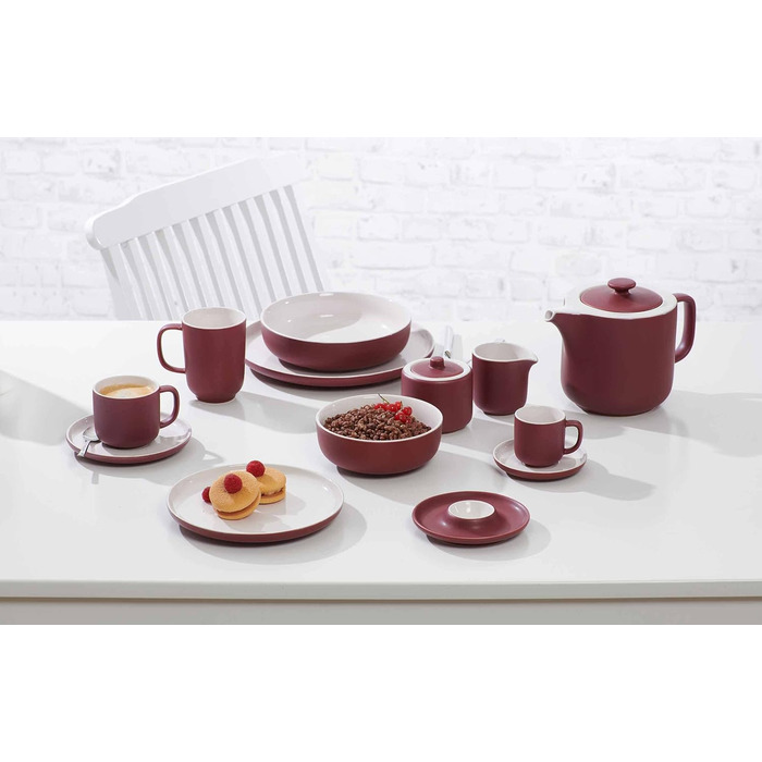 Ritzenhoff & Breker Jasper Milk & Sugar Set - Ceramic Creamer & Sugar Bowl with Matte Glaze & Soft-Touch Finish (Berry)