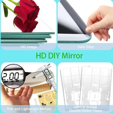 Дзеркала на клейкій основі 35x35 см, набір 4 шт. для стін - DIY дзеркала для кухні, ванної, спальні