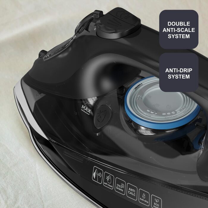 Праска Black+Decker Blau BXIR2200E з парою, 2200 Вт, пластик, 370 мл, 2600 Вт, 170 г/хв