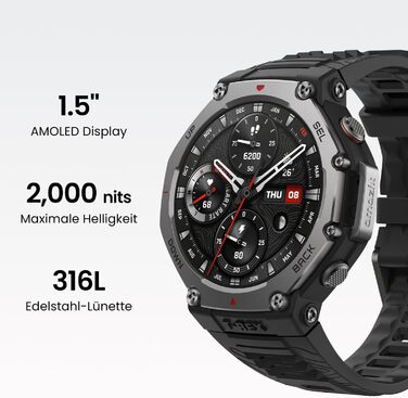 Смарт-годинник Amazfit T-Rex 3 Outdoor 48мм AMOLED GPS NFC Чорний