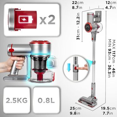 Електричний пилосос Duronic Vc28: бездротовий, акумуляторний, з HEPA-фільтром, 3 швидкості, 50 хв роботи