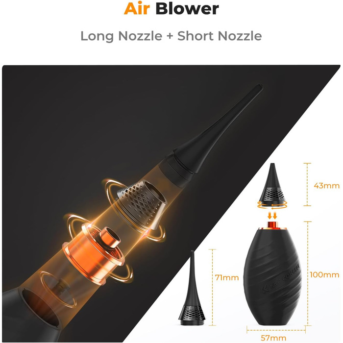 Набір для чищення фото- та відеокамер K&F Concept 10 в 1: DSLR, об'єктиви, мобільні телефони. Включає серветки, продувальну помпу, рідину для чищення та олівець для лінз.