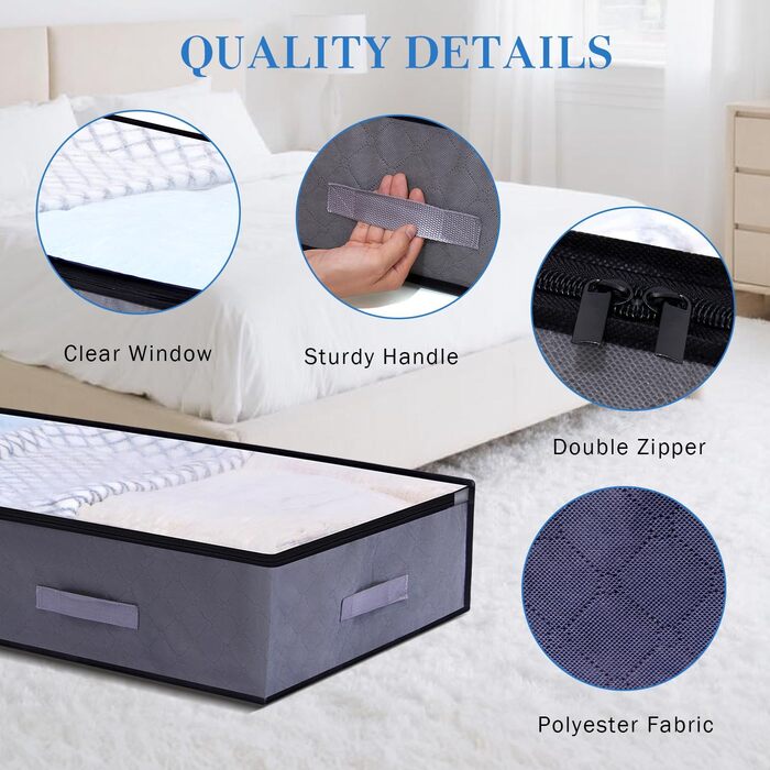 Комод під ліжко, 90л, органайзер для зберігання речей, коробка для білизни, постільної білизни, одягу (сірий)