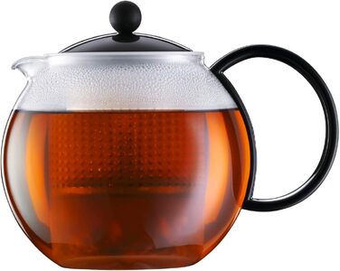 Bodum 1844-01 Чайник для заварювання чаю Ассам (сітовий фільтр, кришка з пластику, 1,0 літра) чорний