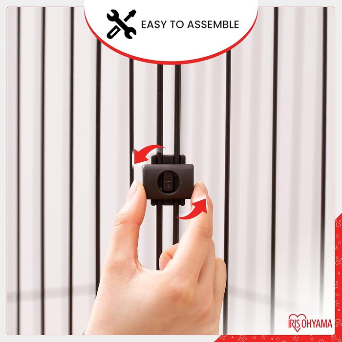 Клітка для собак, котів та кроликів Iris Ohyama, 1.7 м², 8 панелей, WPC-24, чорна, з дверцятами