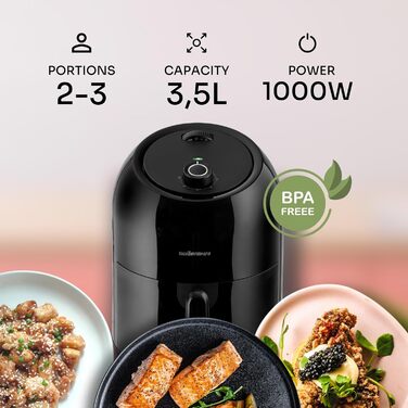 Фритюрниця повітряна MELLERWARE 1450W з скляним контейнером 4.5L, 9 програм, сенсорний дисплей, таймер 60 хв, для миття в посудомийній машині