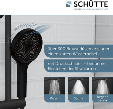SCHÜTTE Hand Shower SAMOA RAIN | Velvet Jet Technology | Showerhead with over 300 nozzles | 3 adjustable spray patterns | Anti-limescale showerhead for the shower | White (Black)