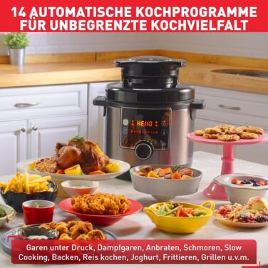 Tefal CY7788 Turbo Cuisine & Fry Multicooker | Pressure Cooker & Air Fryer | 14 Automatic Cooking Programs | Extra Crisp Lid | Versatile | 7.6 L Capacity | Includes Recipe Booklet & Cuisine & Fry Recipe App - 7.6L Multicooker
