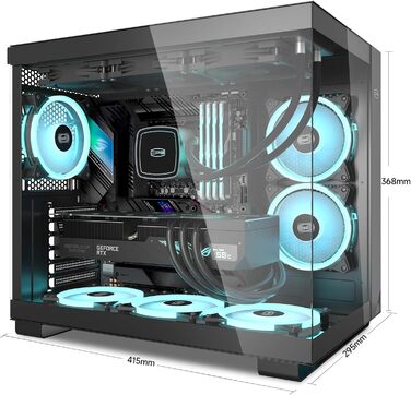 Корпус ПК Tower ATX C3T500 ARGB від PCCOOLER: 6 вентиляторів ARGB, підтримка RTX 40, подвійне скляне бокове вікно, чорний колір