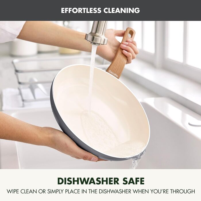 Набір посуду GreenPan Rio Essence Wood 10 предметів: керамічне антипригарне покриття, індукція, силіконові кришки, дерев'яні ручки, сірий