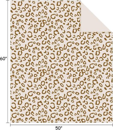 Плед з флісу FY Fiber House Leopard, 130x150 см, коричневий | М'який та теплий плед для дому