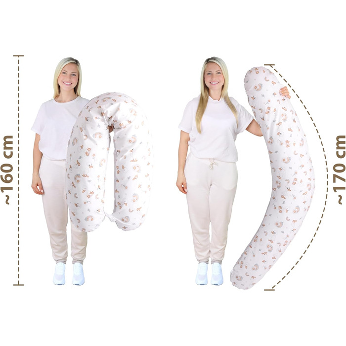 Подушка для вагітних Amilian Stillkissen 170 см XXL – подушка для сну на боці, подушка для годування, body pillow з чохлом