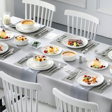 Набір порцелянового посуду MALACASA LUNA на 6 осіб, 18 предметів, білий, сучасний стиль