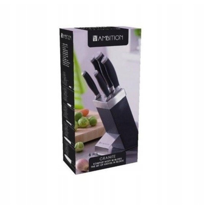 Набір ножів у підставці Ambition Granite, 6 предметів, чорний