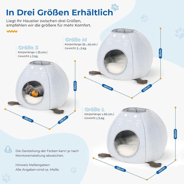 Кішка Будиночок-Печеричка для котів, сірий, 40x40x35 см, з м'якою подушкою Sherpa, M