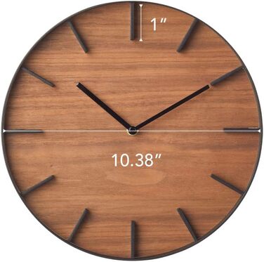 Yamazaki 4108 RIN Wall Clock, Black, Steel/Plywood, Minimalist Design, 26.5 x 4.2 x 26.5 cm (LxBxH)