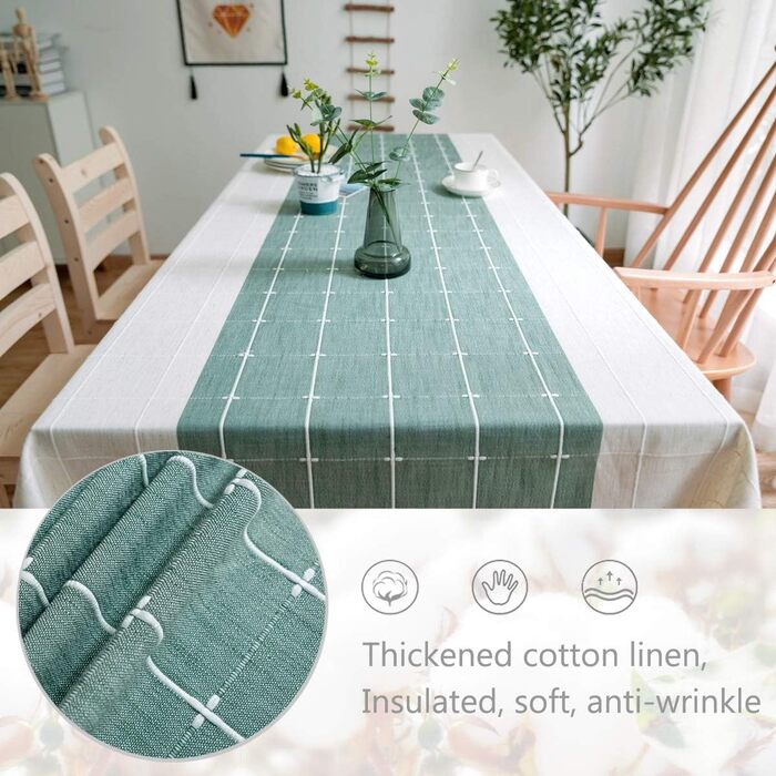 JaeMoose Washable Tablecloth Outdoor Washable Outdoor Tablecloth Tassel Tablecloth Rectangular Tablecloth Cotton Linen Tablecloth Suitable for Home Kitchen Decoration
