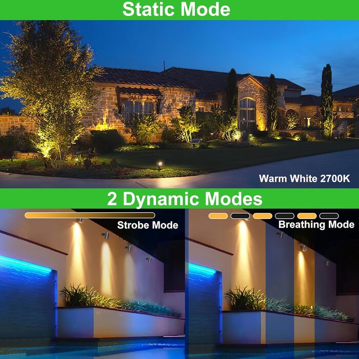 CLY Solar Lamps for Outdoors, Solar Spotlights Garden Light with Remote Control IP66 Waterproof 10 Colors 30 Dynamic Modes Timer Garden Lighting for Gardens Path Christmas Decoration 6 Pieces (Warm White/Natural/Cold White, 4 Pieces)