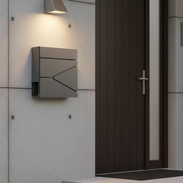 Поштовий ящик Relaxdays з газетницею, антрацит, 37x37x11 см, DIN C4, вологостійкий, 4 ключі