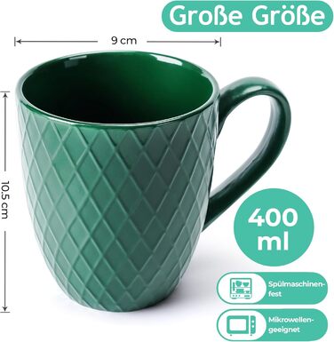 MIAMI – 6 x 400 ml – Coffee Cup Set/Mugs – Modern Matte Ceramic Cup – Large Coffee Cup – Palmanova Collection (Jungle)