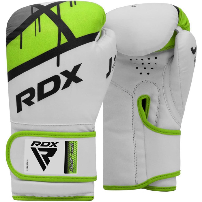 Боксерські рукавички RDX для дітей 6oz, Junior Training, Maya Hide, шкіра, вентильована долоня, Муай Тай, ММА, кікбоксинг, спаринги, удари по мішечку, удари по лапах, зелені
