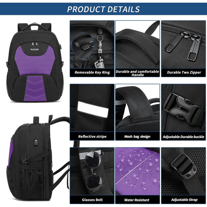 Чоловічий рюкзак 55L, великий, водовідштовхуючий, з відділенням для ноутбука 18.4