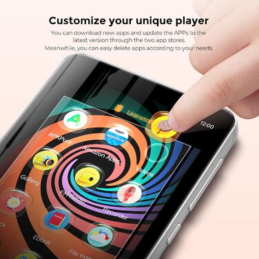 MP3 плеєр з Bluetooth та WiFi Inioasis для дітей: Android MP4 плеєр з підтримкою Spotify, Amazon Music, Audible, 4