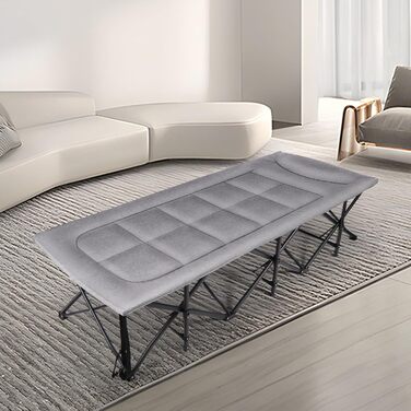 Кемпінгове ліжко REDCAMP XL з матрацом для дорослих, 226 кг, широке, міцне, розкладне, для відпочинку на природі, для гостей, офісу, дому (темно-сірий 2xl)