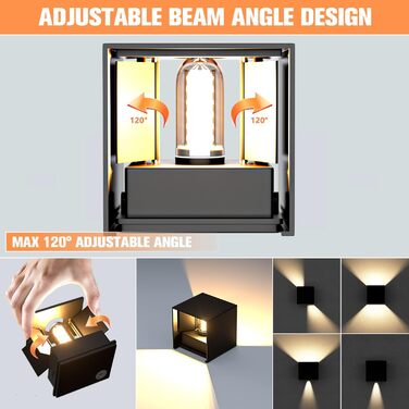 Настінні світильники YrgePowk 2 шт. з LED лампочками G9, IP65, 3000K, регульований кут освітлення, чорний