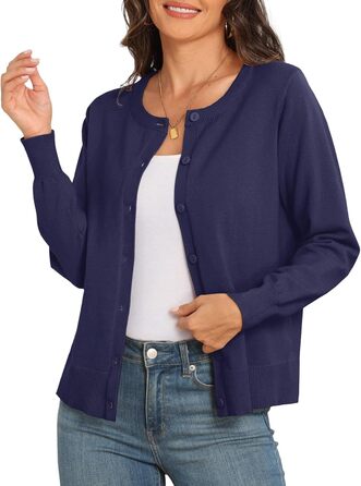 Кардиган PrinStory з в'язаного полотна з круглою горловиною, колір морської хвилі (XL)