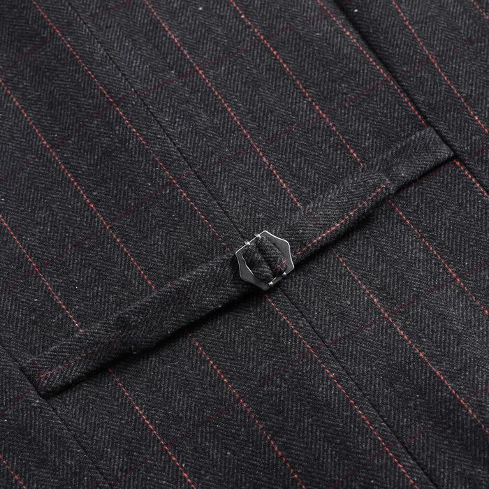 Чоловіча жилетка в клітинку 'Риб'яча клітка' - костюмна жилетка, чорна, розмір XXL