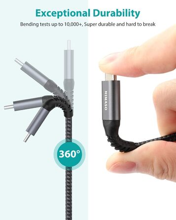 Кабель USB-C Nimaso [2 шт., 2м], 20V/3A/60W, сумісний з Samsung Galaxy, Google Pixel, MacBook, iPad, iPhone (сірий)