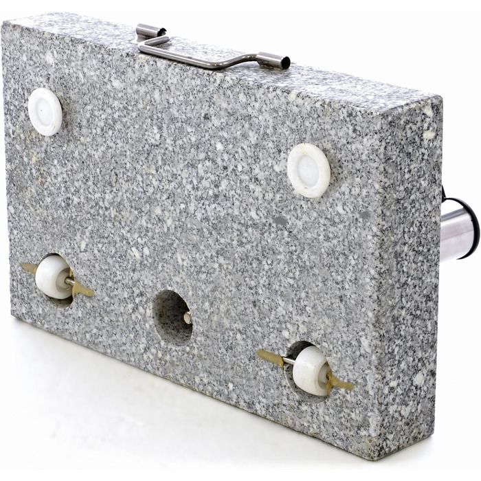Nexos Parasol Stand Granite Stainless Steel 25kg Semi-Rectangular with Handle and Wheels 45.5 x 28 x 39 cm Gray