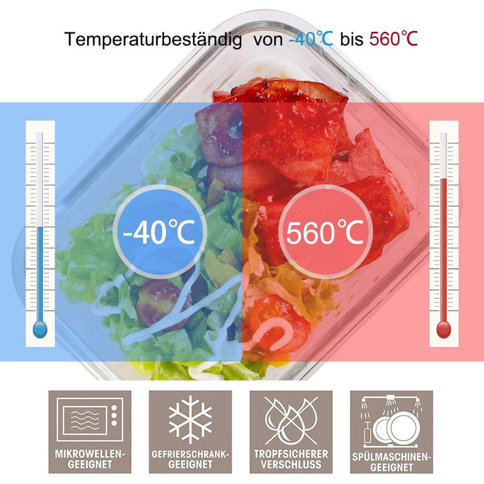 Скляні контейнери для зберігання їжі Genicook (9 шт. з кришками) 1804-1