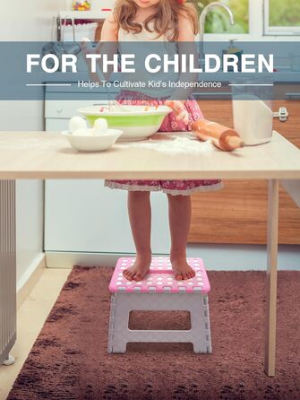 Складний табурет HOUSE DAY 22см, рожевий та білий. Стабільний, легкий, з антиковзким покриттям. Ідеально для дітей, ванної кімнати, кемпінгу, пікніка та дому.