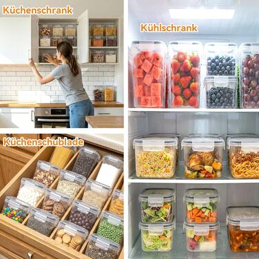 Набір контейнерів для зберігання продуктів Küchen 16 шт, 2.8л/30см, герметичні, без BPA, для круп, спагеті, борошна