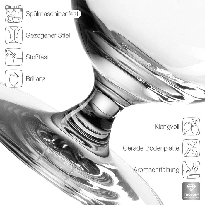 Leonardo Ciao+ Water Glasses, 6-Piece Set, Drinking Glasses with Drawn Stem, Dishwasher-Safe Juice Glasses, Height 13 cm, 300 ml, 061453