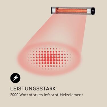 Інфрачервовий обігрівач Blumfeldt Dark Wave - 2500 Вт, 9 рівнів нагріву, таймер, IP65, сріблястий, для тераси